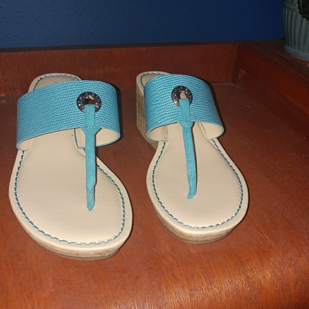 Light turquoise slip on sandal, wore them for abou